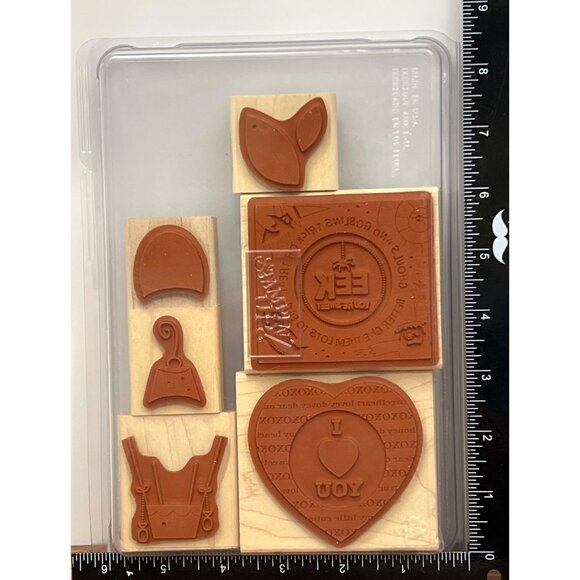 STAMPIN' UP! Sweet Centers Wood Rubber Stamp set Ghost Heart hot air balloon - Picture 3 of 5